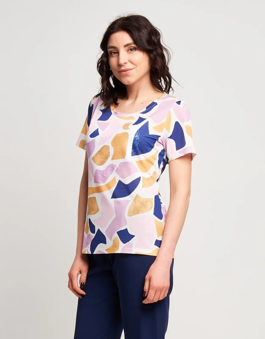 T-shirt fantasia con patch di paillettes