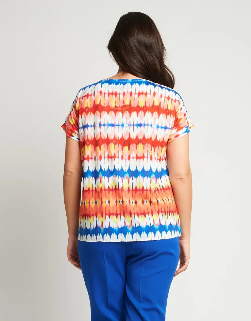T-shirt fantasia con volants e georgette