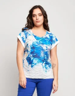 T-shirt floreale con volants