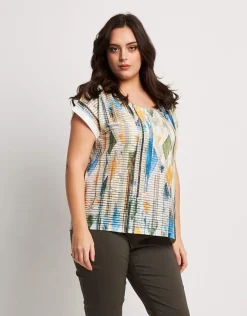 T-shirt stampata con lamina e paillettes