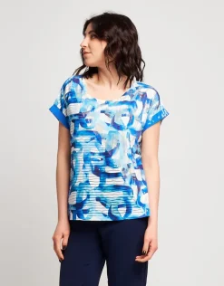 T-shirt stampata con lamina e paillettes