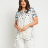 T-shirt stampata con punte in georgette