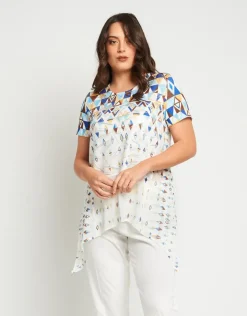 T-shirt stampata con punte in georgette