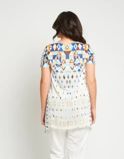 T-shirt stampata con punte in georgette
