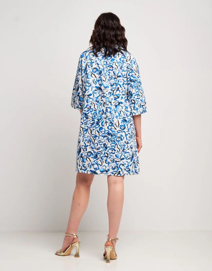 Vestito fantasia in cotone con colletto