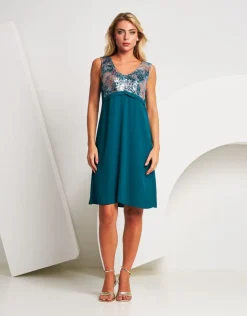 Vestito in crêpe con paillettes