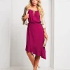 Vestito longuette fluido asimmetrico