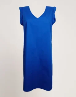 Vestito svasato con scollo a V e bottoni